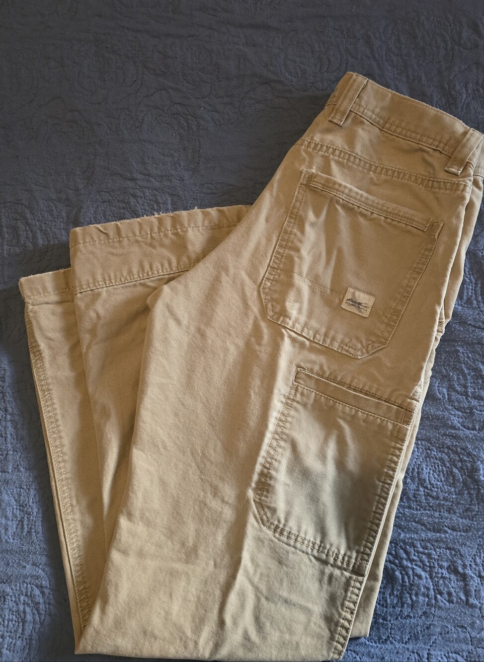 Khaki Eddie Bauer canvas carpenter utility Panta